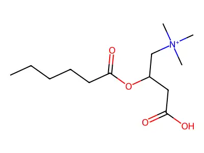 3-Carboxy-N,N,N-trimethyl-2-[(1-oxohexyl)oxy]-1-propanaminium structure