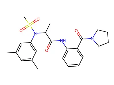 2-(3,5-dimethyl-N-methylsulfonylanilino)-N-[2-(pyrrolidine-1-carbonyl)phenyl]propanamide structure