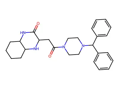 3-{2-[4-(diphenylmethyl)piperazin-1-yl]-2-oxoethyl}octahydroquinoxalin-2(1H)-one structure