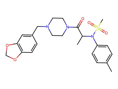 N-[1-[4-(1,3-benzodioxol-5-ylmethyl)piperazin-1-yl]-1-oxopropan-2-yl]-N-(4-methylphenyl)methanesulfonamide structure