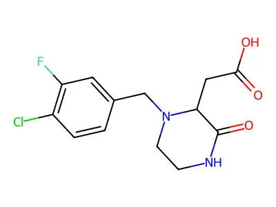 2-[1-[(4-Chloro-3-fluorophenyl)methyl]-3-oxopiperazin-2-yl]acetic acid structure