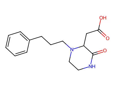 2-[(2S)-3-oxo-1-(3-phenylpropyl)piperazin-2-yl]acetic acid structure