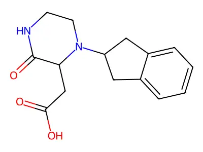 2-(1-(2,3-dihydro-1H-inden-2-yl)-3-oxopiperazin-2-yl)acetic acid structure