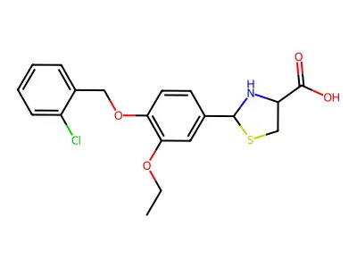 2-[4-(2-Chloro-benzyloxy)-3-ethoxy-phenyl]-thiazolidine-4-carboxylic acid structure