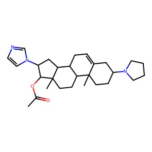 16I+/--(1H-imidazol-1-yl)-3-(pyrrolidin-1-yl)androst-5-en-17-yl acetate structure