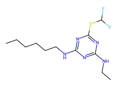 1,3,5-Triazine-2,4-diamine, 6-((difluoromethyl)thio)-N-ethyl-N'-hexyl- structure
