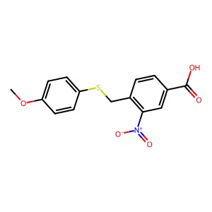 4-(((4-Methoxyphenyl)thio)methyl)-3-nitrobenzoic acid structure
