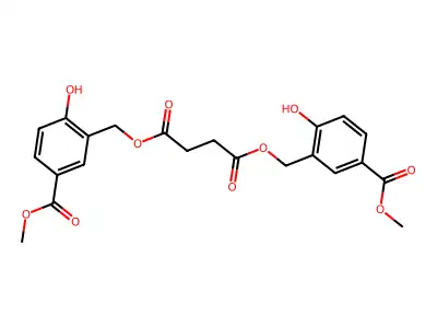 Bis((2-hydroxy-5-methoxycarbonylphenyl)methyl) butanedioate structure
