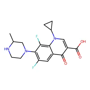 1-Cyclopropyl-6,8-difluoro-7-(3-methylpiperazin-1-yl)-4-oxo-1,4-dihydroquinoline-3-carboxylic acid structure