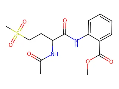 Methyl 2-{[2-(acetylamino)-4-(methylsulfonyl)butanoyl]amino}benzoate structure