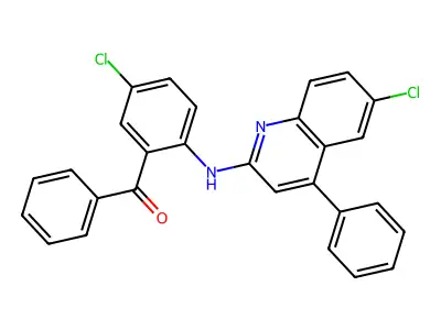 [5-Chloro-2-(6-chloro-4-phenyl-quinolin-2-ylamino)-phenyl]-phenyl-methanone structure