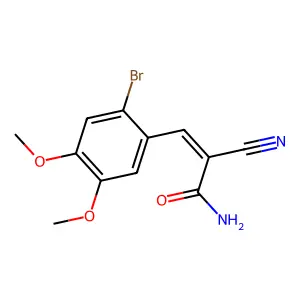 2-bromo-alpha-cyano-4,5-dimethoxycinnamamide structure