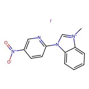 1-Methyl-3-(5-nitropyridin-2-yl)benzimidazol-1-ium;iodide structure