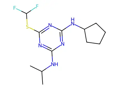 1,3,5-Triazine-2,4-diamine, N-cyclopentyl-6-((difluoromethyl)thio)-N'-(1-methylethyl)- structure