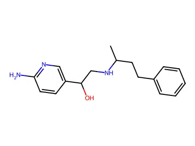 6-Amino-alpha-(((1-methyl-3-phenylpropyl)amino)methyl)-3-pyridinemethanol structure