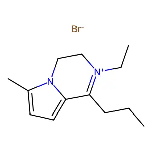2-Ethyl-6-methyl-1-propyl-3,4-dihydropyrrolo[1,2-a]pyrazin-2-ium bromide structure