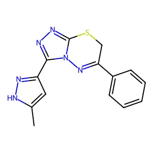 3-(5-methyl-1H-pyrazol-3-yl)-6-phenyl-7H-[1,2,4]triazolo[3,4-b][1,3,4]thiadiazine structure