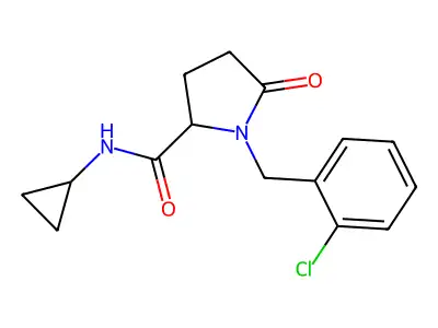 1-[(2-chlorophenyl)methyl]-N-cyclopropyl-5-oxopyrrolidine-2-carboxamide structure