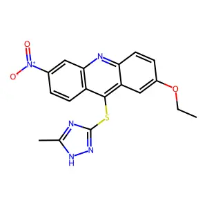 Acridine, 2-ethoxy-9-((5-methyl-1H-1,2,4-triazol-3-yl)thio)-6-nitro- structure