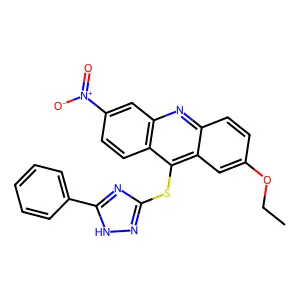 Acridine, 2-ethoxy-6-nitro-9-((5-phenyl-1H-1,2,4-triazol-3-yl)thio)- structure