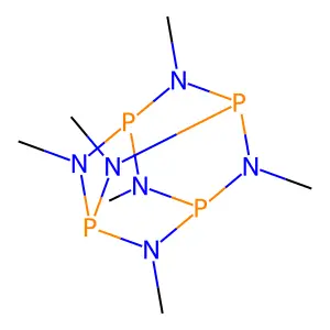 Hexamethyl-2,4,6,8,9,10-hexaaza-1,3,5,7-tetraphosphaadamantane structure