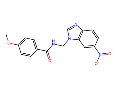 Benzamide, 4-methoxy-N-((6-nitro-1H-benzimidazol-1-yl)methyl)- structure