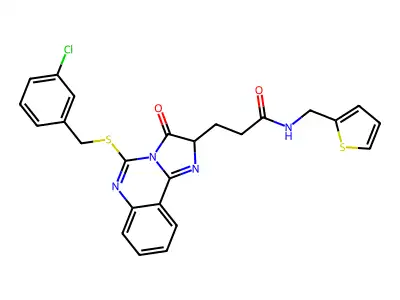 3-(5-{[(3-chlorophenyl)methyl]sulfanyl}-3-oxo-2H,3H-imidazo[1,2-c]quinazolin-2-yl)-N-[(thiophen-2-yl)methyl]propanamide structure
