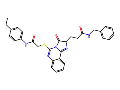 N-benzyl-3-[5-({[(4-ethylphenyl)carbamoyl]methyl}sulfanyl)-3-oxo-2H,3H-imidazo[1,2-c]quinazolin-2-yl]propanamide structure