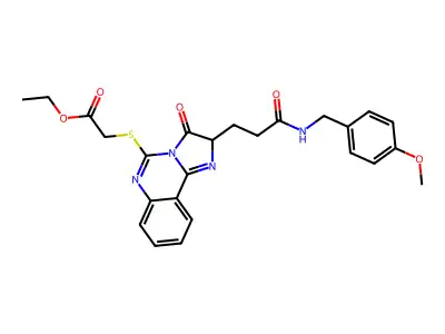 ethyl 2-{[2-(2-{[(4-methoxyphenyl)methyl]carbamoyl}ethyl)-3-oxo-2H,3H-imidazo[1,2-c]quinazolin-5-yl]sulfanyl}acetate structure