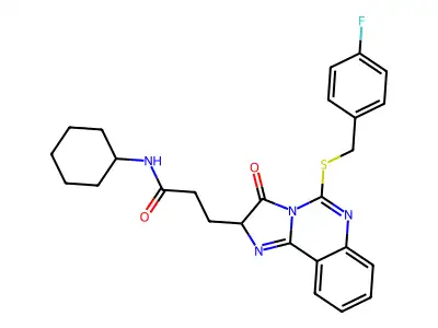 N-cyclohexyl-3-(5-{[(4-fluorophenyl)methyl]sulfanyl}-3-oxo-2H,3H-imidazo[1,2-c]quinazolin-2-yl)propanamide structure