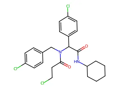 3-CHLORO-N-[(4-CHLOROPHENYL)(CYCLOHEXYLCARBAMOYL)METHYL]-N-[(4-CHLOROPHENYL)METHYL]PROPANAMIDE structure
