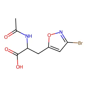 3-(3-Bromo-1,2-oxazol-5-yl)-2-acetamidopropanoic acid structure