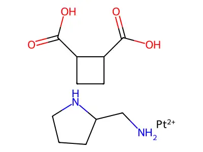 2-Aminomethylpyrrolidine(1,1-cyclobutanedicarboxalato)platinum(II) structure