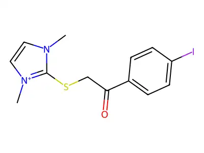 2-[[2-(4-Iodophenyl)-2-oxoethyl]thio]-1,3-dimethyl-1H-imidazolium structure