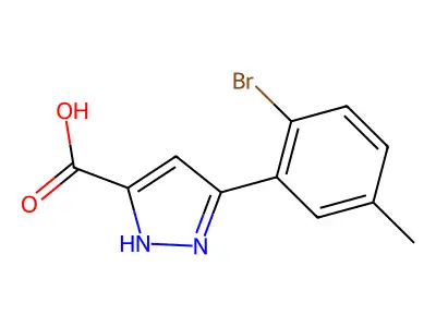 5-(2-bromo-5-methylphenyl)-1H-pyrazole-3-carboxylic acid structure