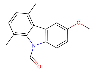 6-methoxy-1,4-dimethyl-9H-carbazole-9-carbaldehyde structure