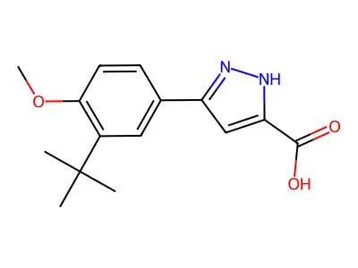 5-(3-tert-butyl-4-methoxyphenyl)-1H-pyrazole-3-carboxylic acid structure