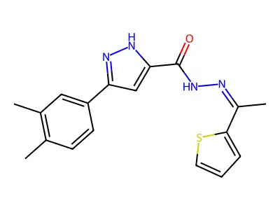 5-(3,4-Dimethylphenyl)-1H-pyrazole-3-carboxylic acid 2-[1-(2-thienyl)ethylidene]hydrazide structure