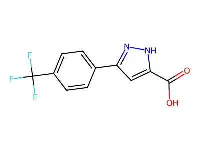 3-(4-(Trifluoromethyl)phenyl)-1H-pyrazole-5-carboxylic acid structure