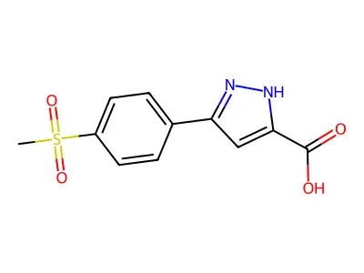 5-(4-methanesulfonylphenyl)-1H-pyrazole-3-carboxylic acid structure