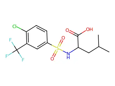((4-Chloro-3-(trifluoromethyl)phenyl)sulfonyl)leucine structure