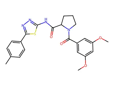 1-(3,5-Dimethoxybenzoyl)-N-[5-(4-methylphenyl)-1,3,4-thiadiazol-2-yl]-2-pyrrolidinecarboxamide structure