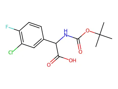 2-(((Tert-butoxy)carbonyl)amino)-2-(3-chloro-4-fluorophenyl)acetic acid structure