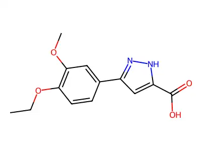 3-(4-ethoxy-3-methoxyphenyl)-1H-pyrazole-5-carboxylic acid structure