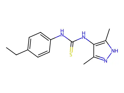 1-(3,5-dimethyl-1H-pyrazol-4-yl)-3-(4-ethylphenyl)thiourea structure
