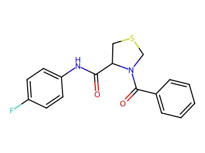 3-benzoyl-N-(4-fluorophenyl)-1,3-thiazolidine-4-carboxamide structure