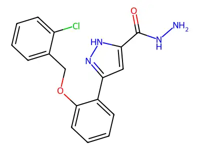 3-(2-((2-chlorobenzyl)oxy)phenyl)-1H-pyrazole-5-carbohydrazide structure