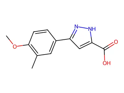 5-(4-methoxy-3-methylphenyl)-1H-pyrazole-3-carboxylic acid structure