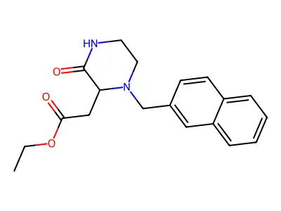 Ethyl [1-(naphthalen-2-ylmethyl)-3-oxopiperazin-2-yl]acetate structure