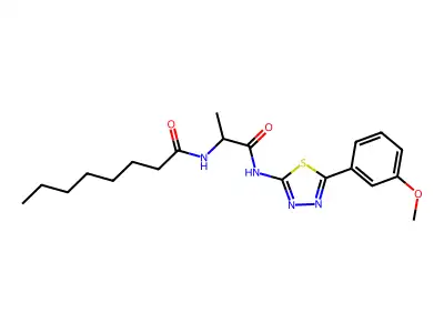 N-[2-[[5-(3-Methoxyphenyl)-1,3,4-thiadiazol-2-yl]amino]-1-methyl-2-oxoethyl]octanamide structure